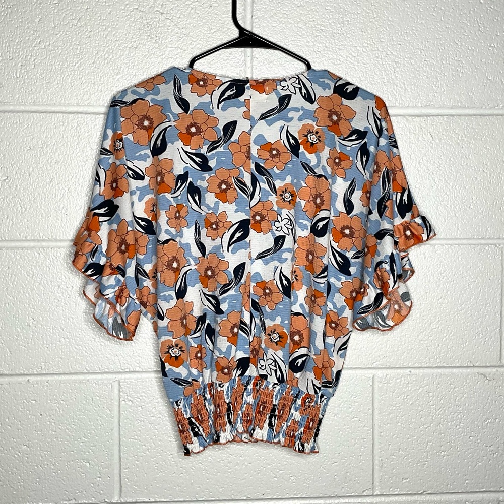 < Melloday Floral Ruffle Sleeve Blouse > - Picture 5 of 5